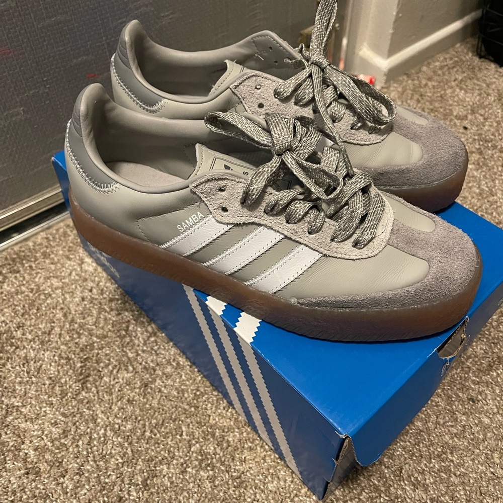 Adidas Gray and White Sneakers Classic Style